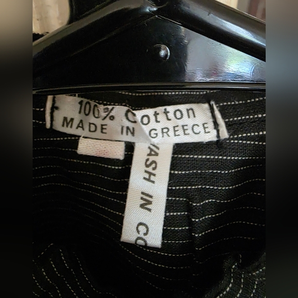 Black & White Pinstrip 3/4 Sleeve Minimilist Maxi Cotton Dress Size 2 - Picture 4 of 5
